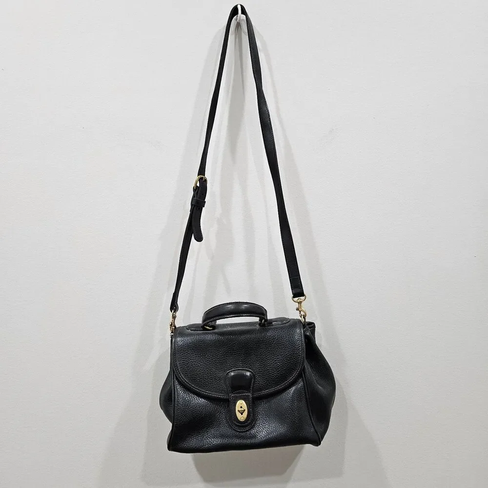 Vintage Coach Sheridan Monticello Leather Crossbody Bag Black Fairy Whimsygoth